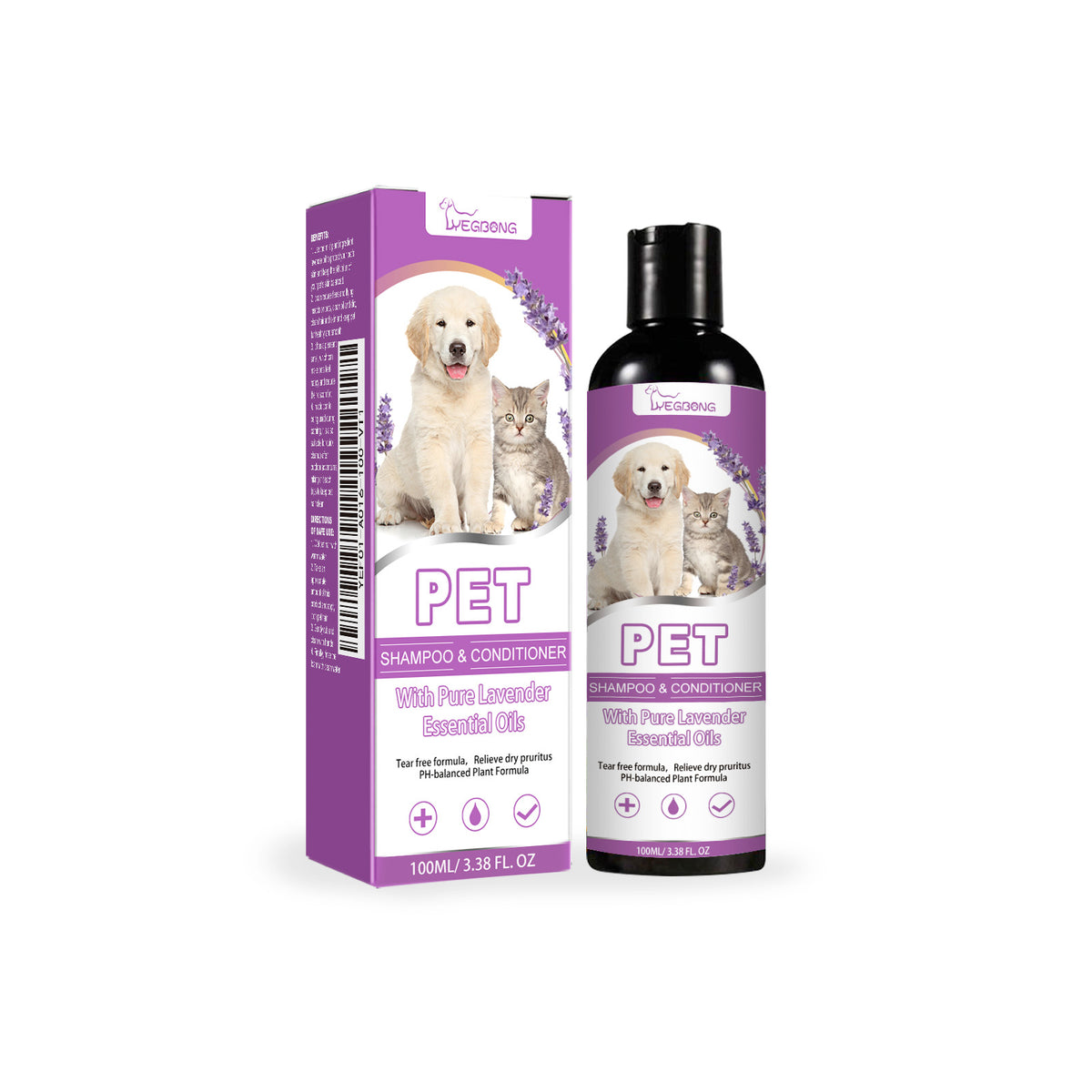 Yegbong Pet Shampoo, Pet Bath Relieves Skin Itchy, Hair Smooth Non-Knotting Shampoo