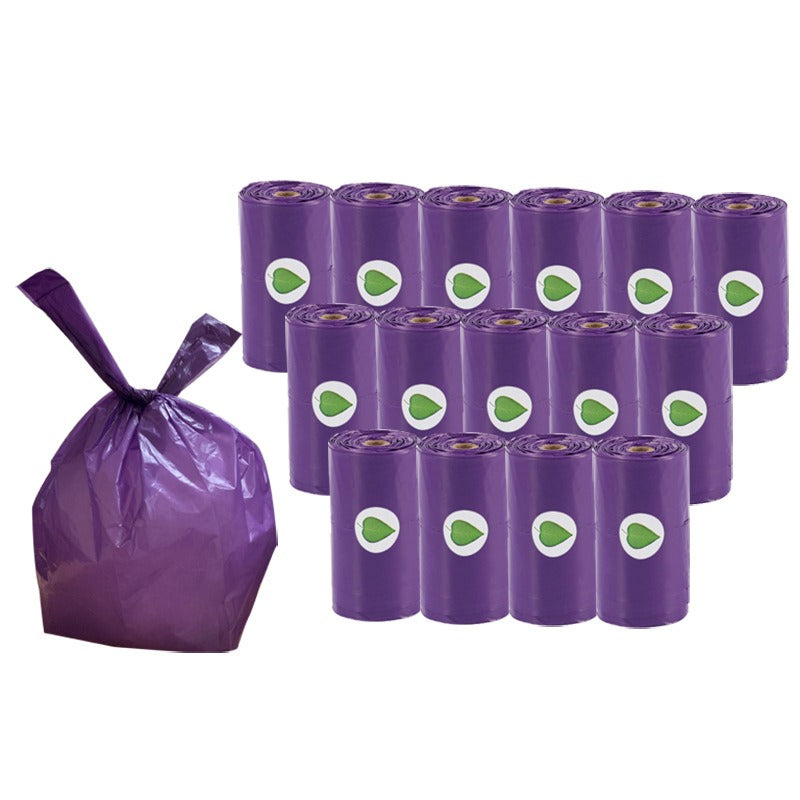 Biodegradable purple pet vest bag with roll up pet garbage bag and fecal collection bag