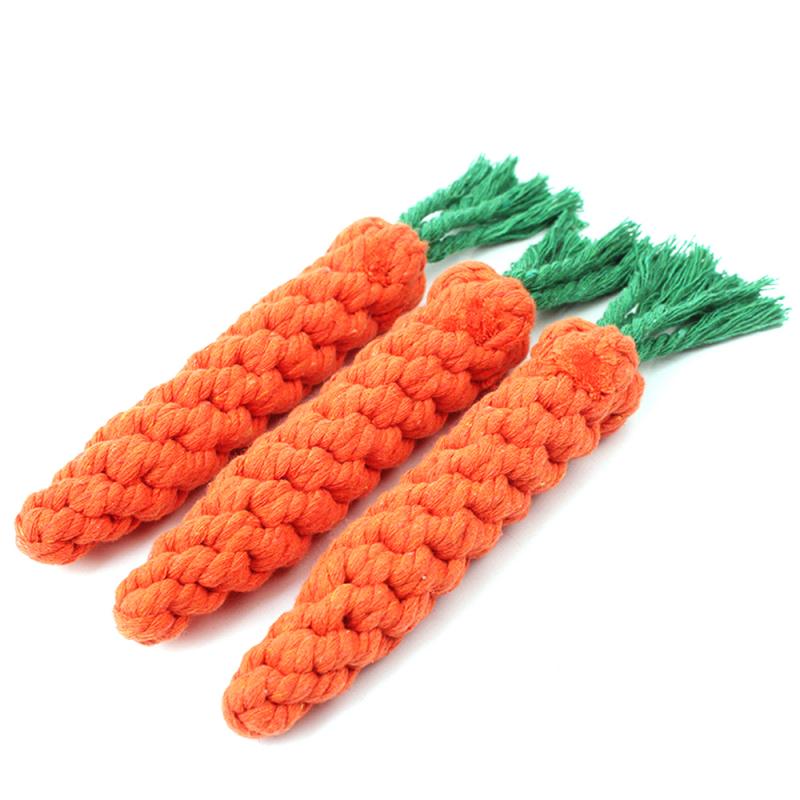 Funny pet toy carrot pet dog toy 24 cm long woven cotton rope puppy chew toy