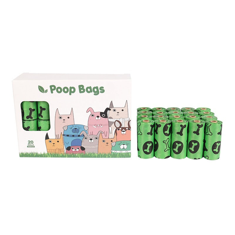 Orange and green pet garbage bags for dogs to pick up feces and defecate
