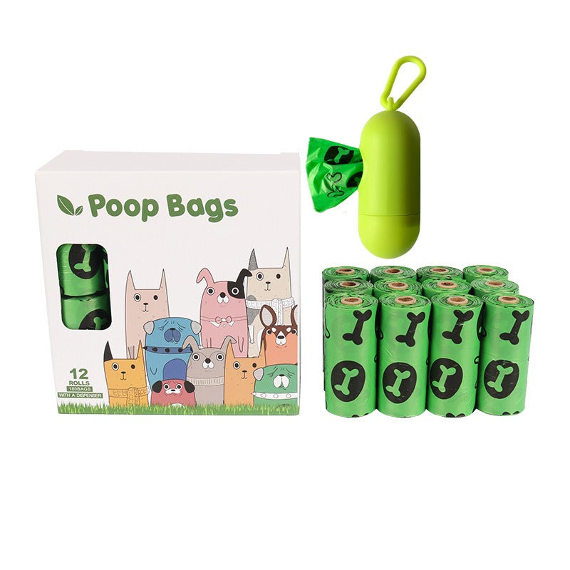 Orange and green pet garbage bags for dogs to pick up feces and defecate