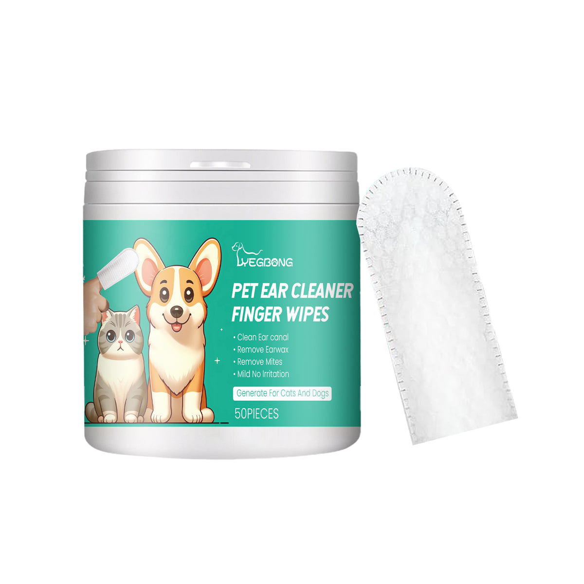 Pet Ear Cleaner Finger Wipes, Gently Clean Pet Ear Mites Ear Dirt Eye Dirt Feet Deodorize To Remove Odor
