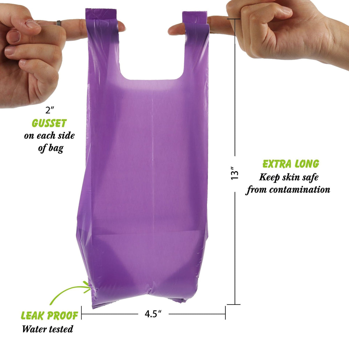 Biodegradable purple pet vest bag with roll up pet garbage bag and fecal collection bag