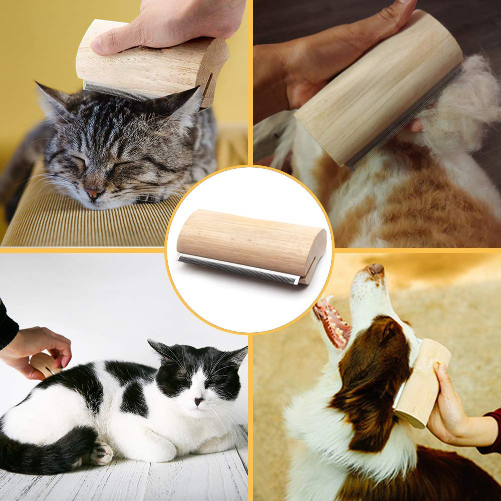 Pet shedding comb, dog deshedding comb, wooden horse brush